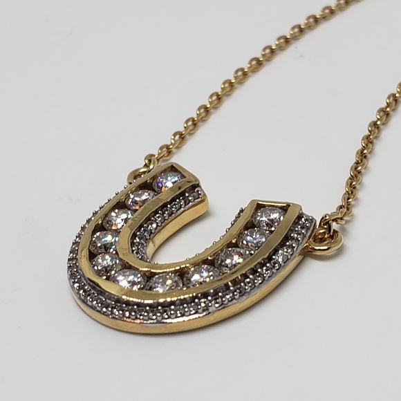 NWT, 1.65ctw Moissanite Horseshoe Shaped Necklace in 18k Gold Over Sterling Silv - Picture 5 of 11